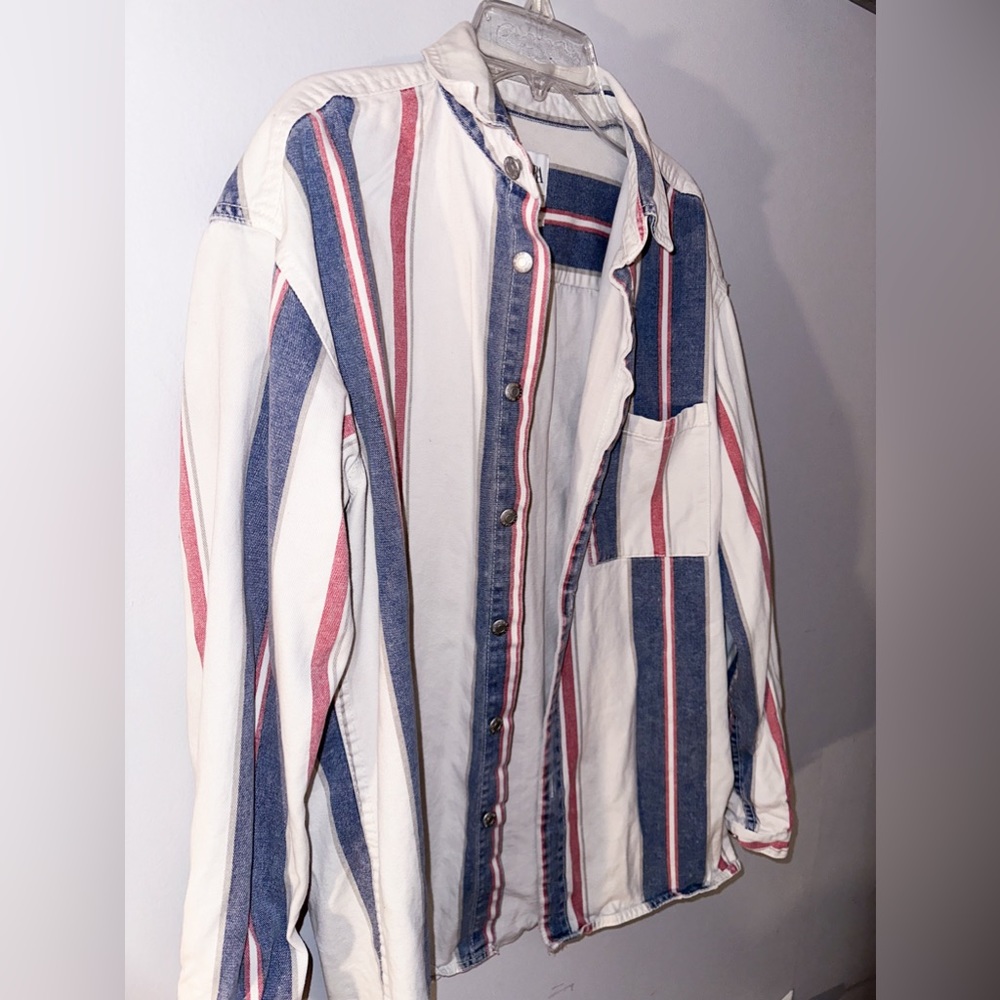 s zara multi striped denim jacket